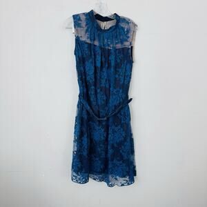 Erdem Blue Sleeveless Floral Lace Evening Dress Women’s Size 8